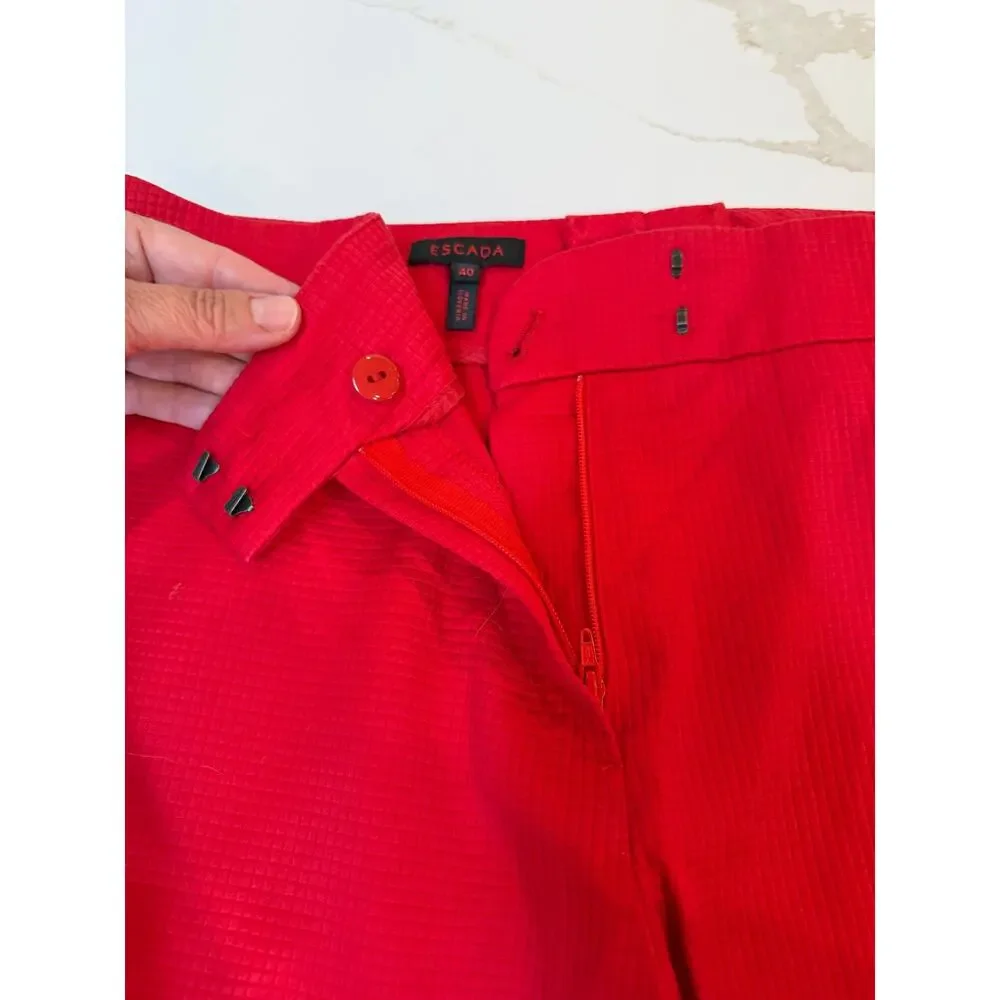 Escada stretch cotton straight leg pants Red Sz 40 US 10 old money designer